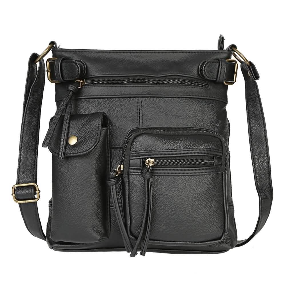 Super Soft Genuine Leather Top Belt Accent Crossbody Bag DailySale
