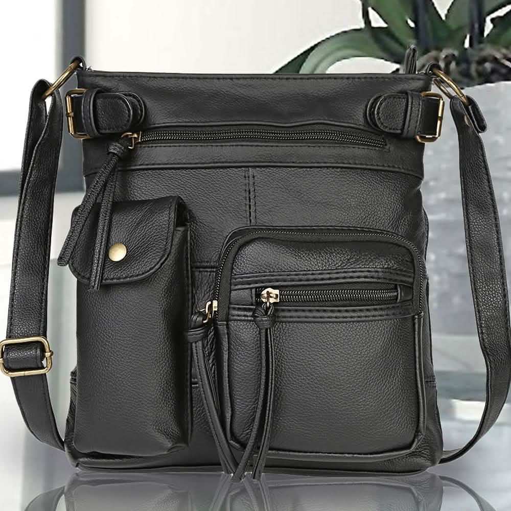 Super Soft Genuine Leather Top Belt Accent Crossbody Bag DailySale