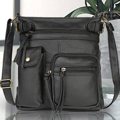 Super Soft Genuine Leather Top Belt Accent Crossbody Bag DailySale