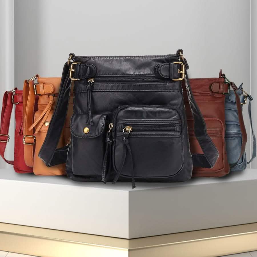 Super Soft Genuine Leather Top Belt Accent Crossbody Bag DailySale