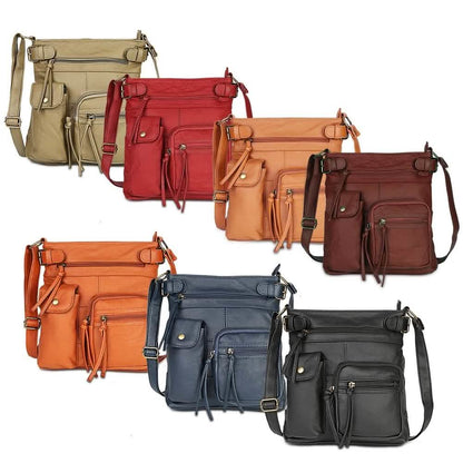 Super Soft Genuine Leather Top Belt Accent Crossbody Bag DailySale
