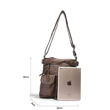 Super Soft Genuine Leather Top Belt Accent Crossbody Bag DailySale