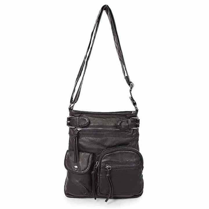 Super Soft Genuine Leather Top Belt Accent Crossbody Bag DailySale