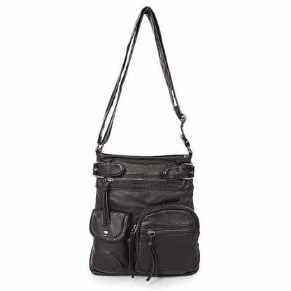 Super Soft Genuine Leather Top Belt Accent Crossbody Bag DailySale