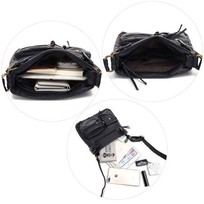 Super Soft Genuine Leather Top Belt Accent Crossbody Bag DailySale