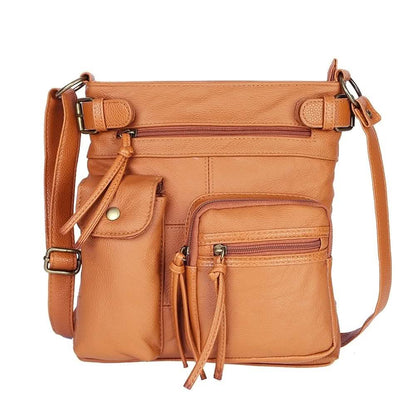 Super Soft Genuine Leather Top Belt Accent Crossbody Bag DailySale