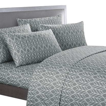 Super Soft Two-Tone Geometric Leaf Pattern Sheet Set DailySale