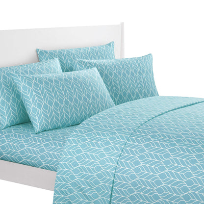 Super Soft Two-Tone Geometric Leaf Pattern Sheet Set DailySale