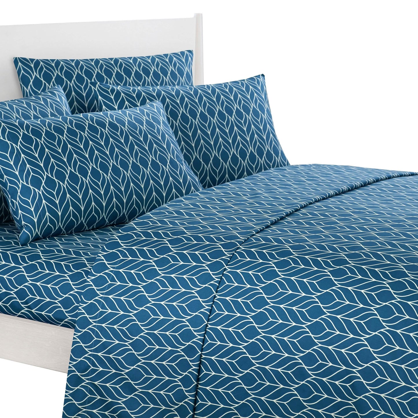 Super Soft Two-Tone Geometric Leaf Pattern Sheet Set DailySale