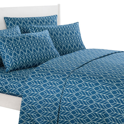 Super Soft Two-Tone Geometric Leaf Pattern Sheet Set DailySale
