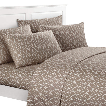 Super Soft Two-Tone Geometric Leaf Pattern Sheet Set DailySale