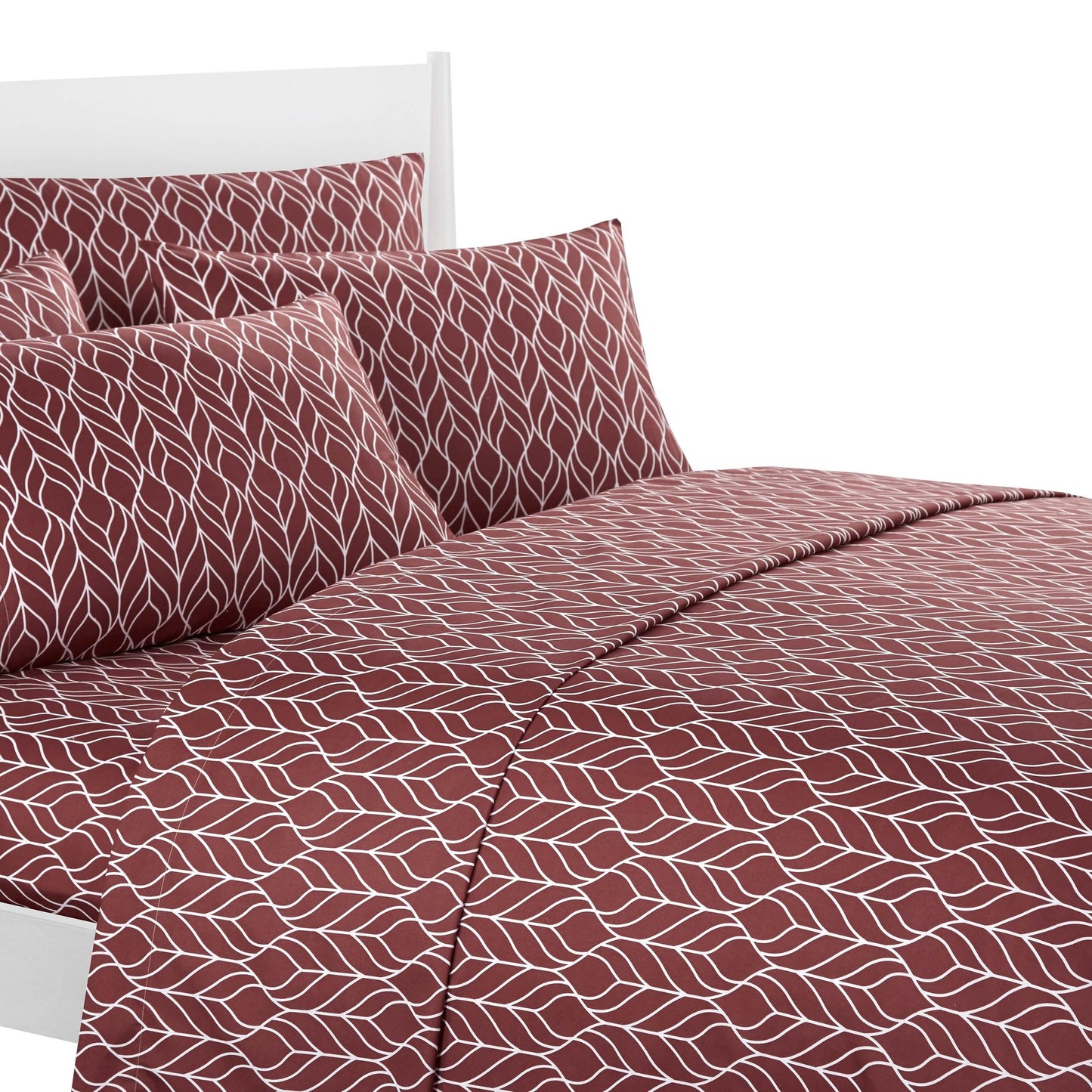 Super Soft Two-Tone Geometric Leaf Pattern Sheet Set DailySale