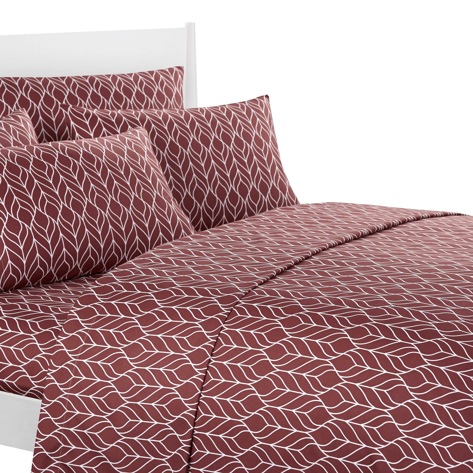 Super Soft Two-Tone Geometric Leaf Pattern Sheet Set DailySale