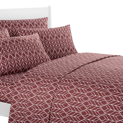 Super Soft Two-Tone Geometric Leaf Pattern Sheet Set DailySale