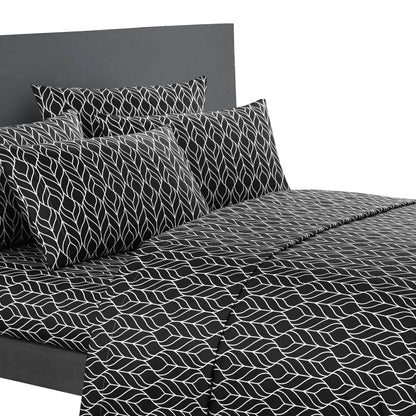 Super Soft Two-Tone Geometric Leaf Pattern Sheet Set DailySale