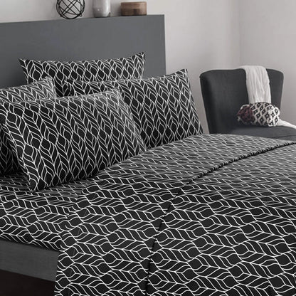 Super Soft Two-Tone Geometric Leaf Pattern Sheet Set DailySale