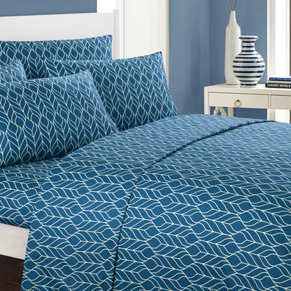 Super Soft Two-Tone Geometric Leaf Pattern Sheet Set DailySale