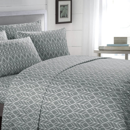 Super Soft Two-Tone Geometric Leaf Pattern Sheet Set DailySale