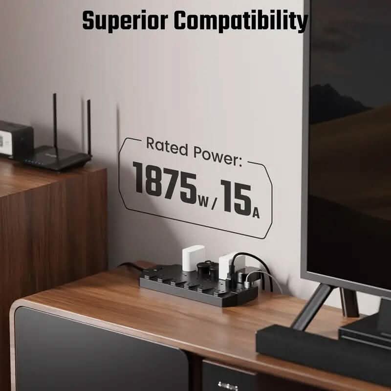 Superdanny 18 AC Outlets Surge Protector Power Strip with 2 USB C and 2 USB A Ports DailySale