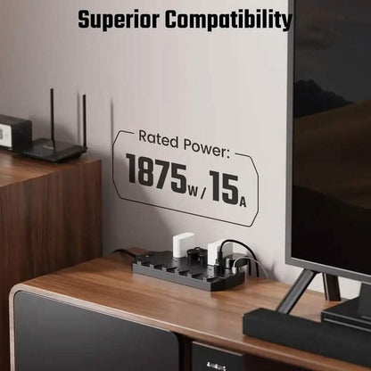 Superdanny 18 AC Outlets Surge Protector Power Strip with 2 USB C and 2 USB A Ports DailySale