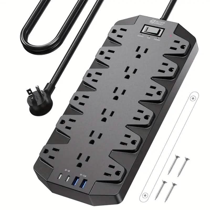 Superdanny 18 AC Outlets Surge Protector Power Strip with 2 USB C and 2 USB A Ports DailySale