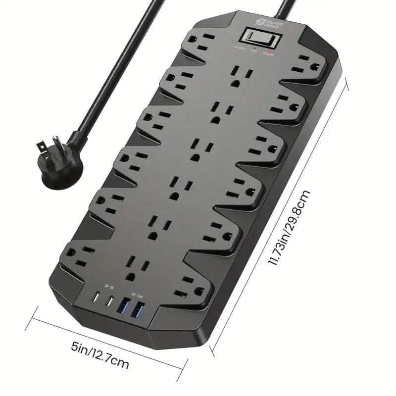 Superdanny 18 AC Outlets Surge Protector Power Strip with 2 USB C and 2 USB A Ports DailySale