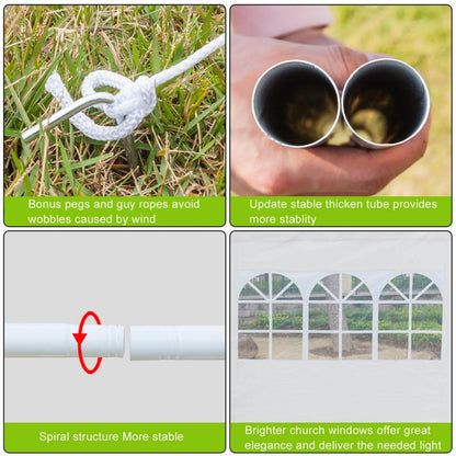 SUPERHOMUSE 3 x 3m Three Sides Waterproof Tent with Spiral Tubes White DailySale