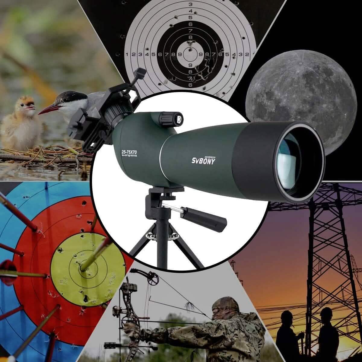 SVBONY SV28 25-75x70 Spotting Scopes with Tripod (Refurbished) DailySale