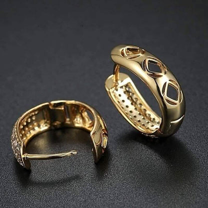 Swarovski Crystal Huggie Earrings In Yellow Gold DailySale