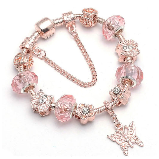 Swarovski Crystal Murano Butterfly Bracelet in 14K Rose Gold DailySale