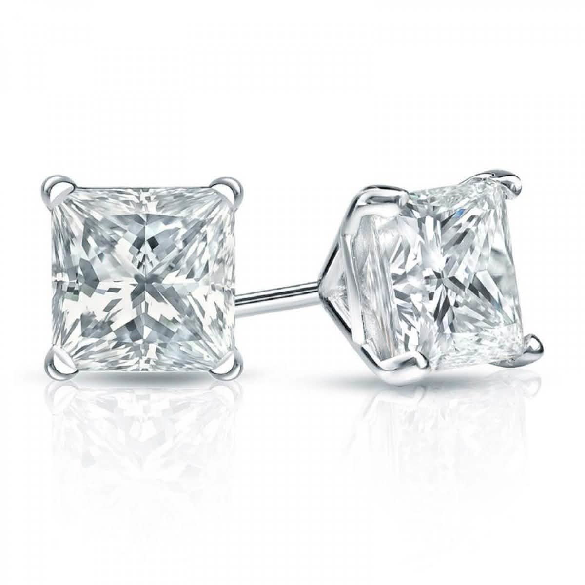 Swarovski Crystals Princess-Cut Stud Earrings DailySale