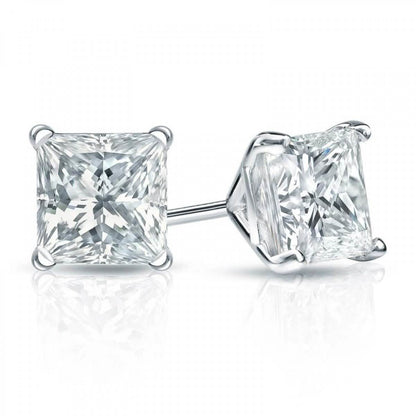 Swarovski Crystals Princess-Cut Stud Earrings DailySale