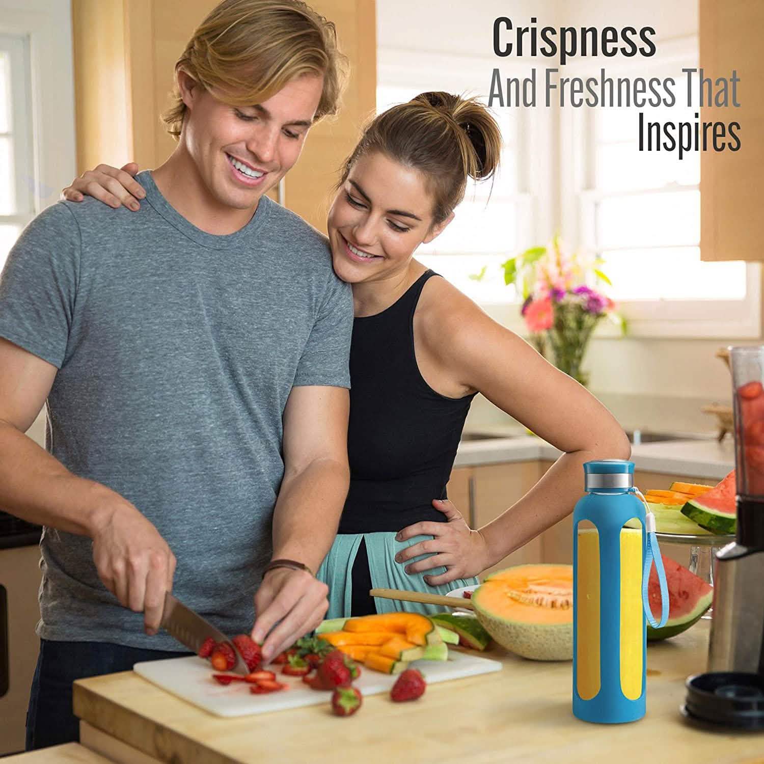 Swig Savvy Glass Water Bottles with Protective Silicone Sleeve & Stainless Steel Leak Proof Lid DailySale