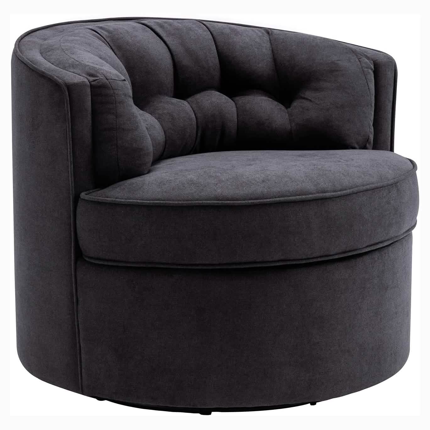 Swivel Accent Linen Fabric Bucket Reading Chair DailySale