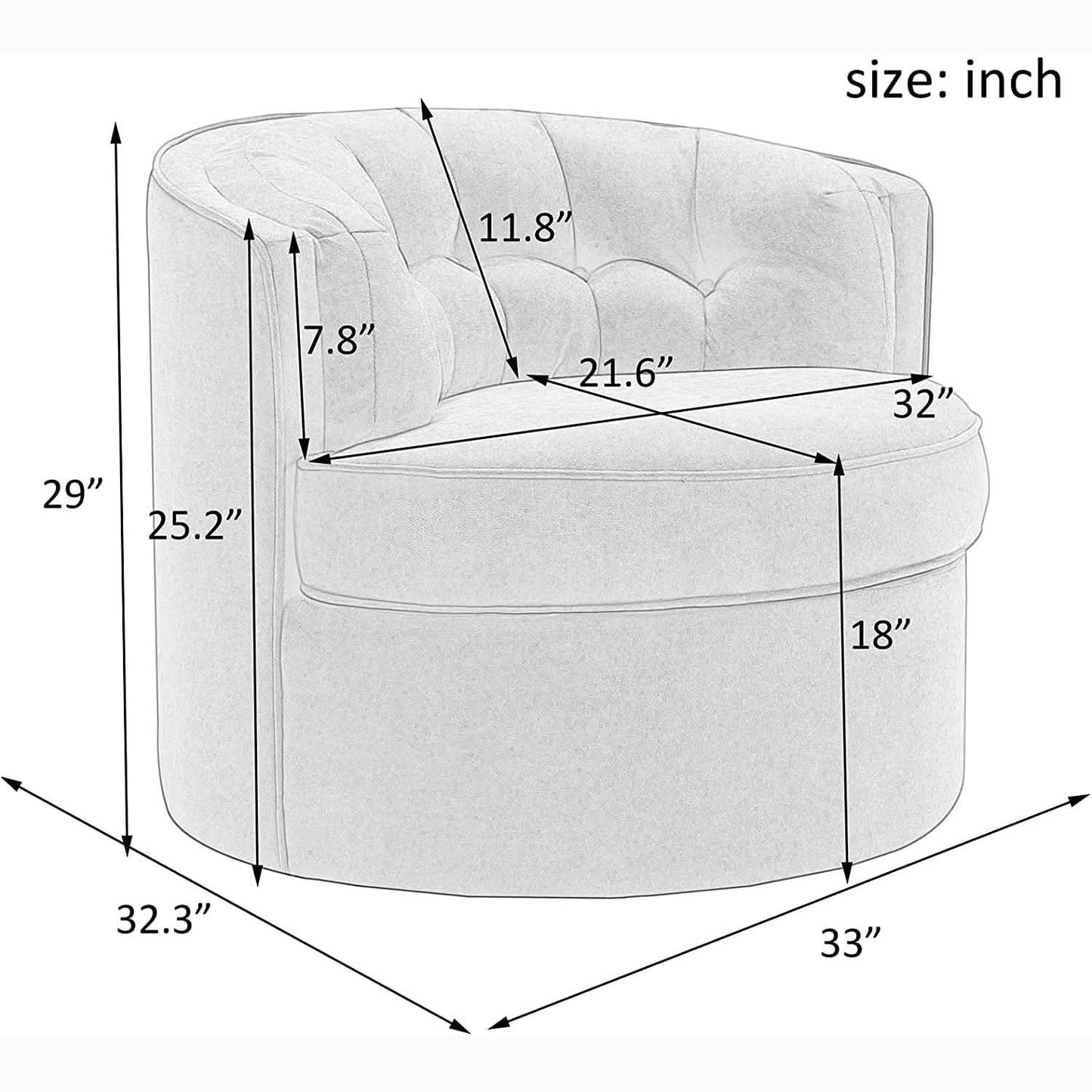 Swivel Accent Linen Fabric Bucket Reading Chair DailySale