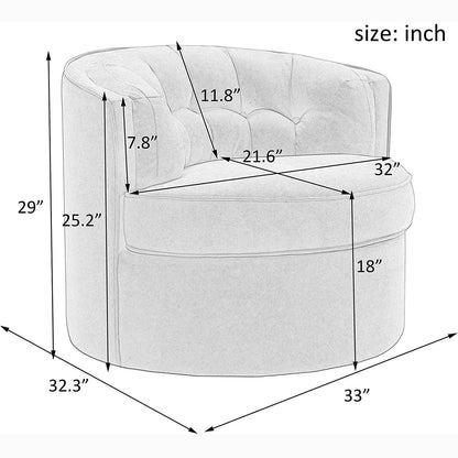 Swivel Accent Linen Fabric Bucket Reading Chair DailySale