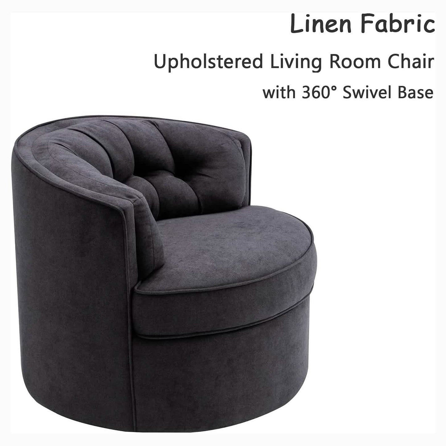 Swivel Accent Linen Fabric Bucket Reading Chair DailySale