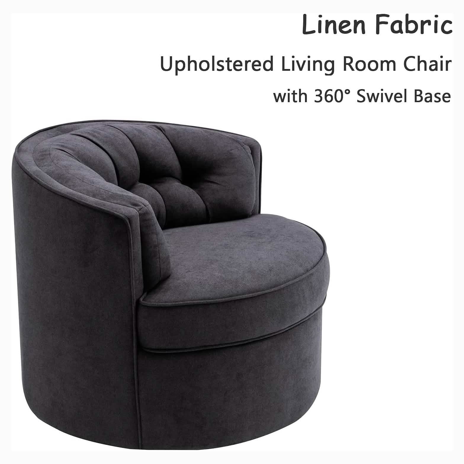 Swivel Accent Linen Fabric Bucket Reading Chair DailySale