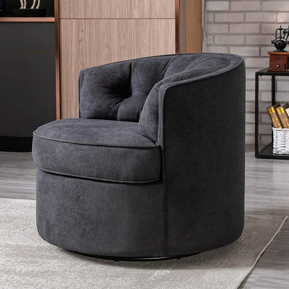 Swivel Accent Linen Fabric Bucket Reading Chair DailySale
