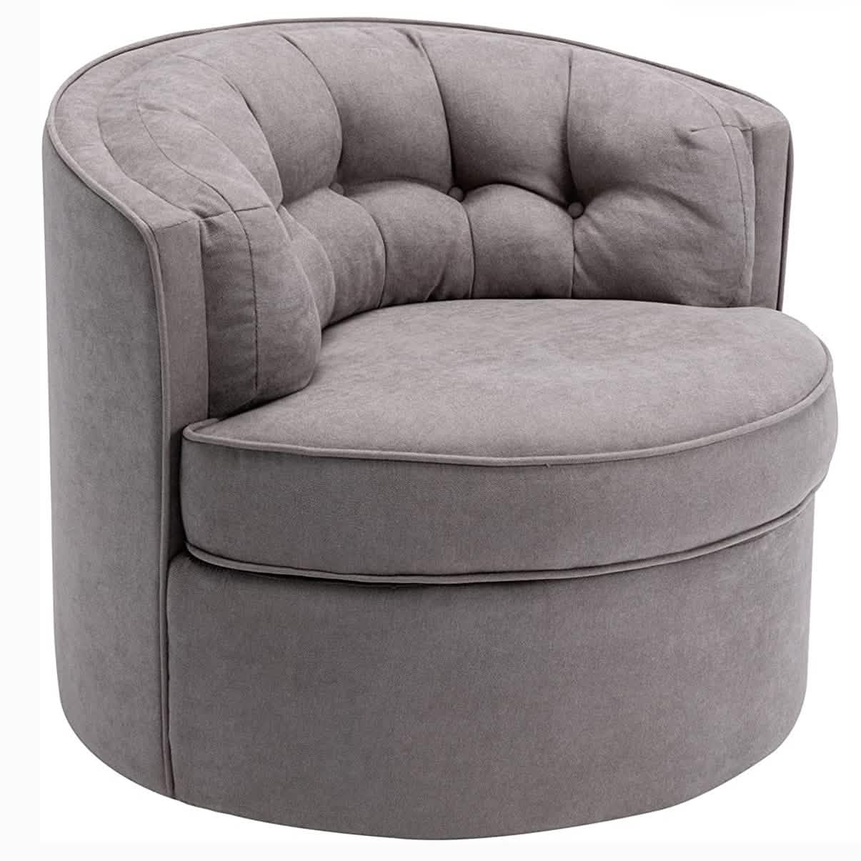 Swivel Accent Linen Fabric Bucket Reading Chair DailySale
