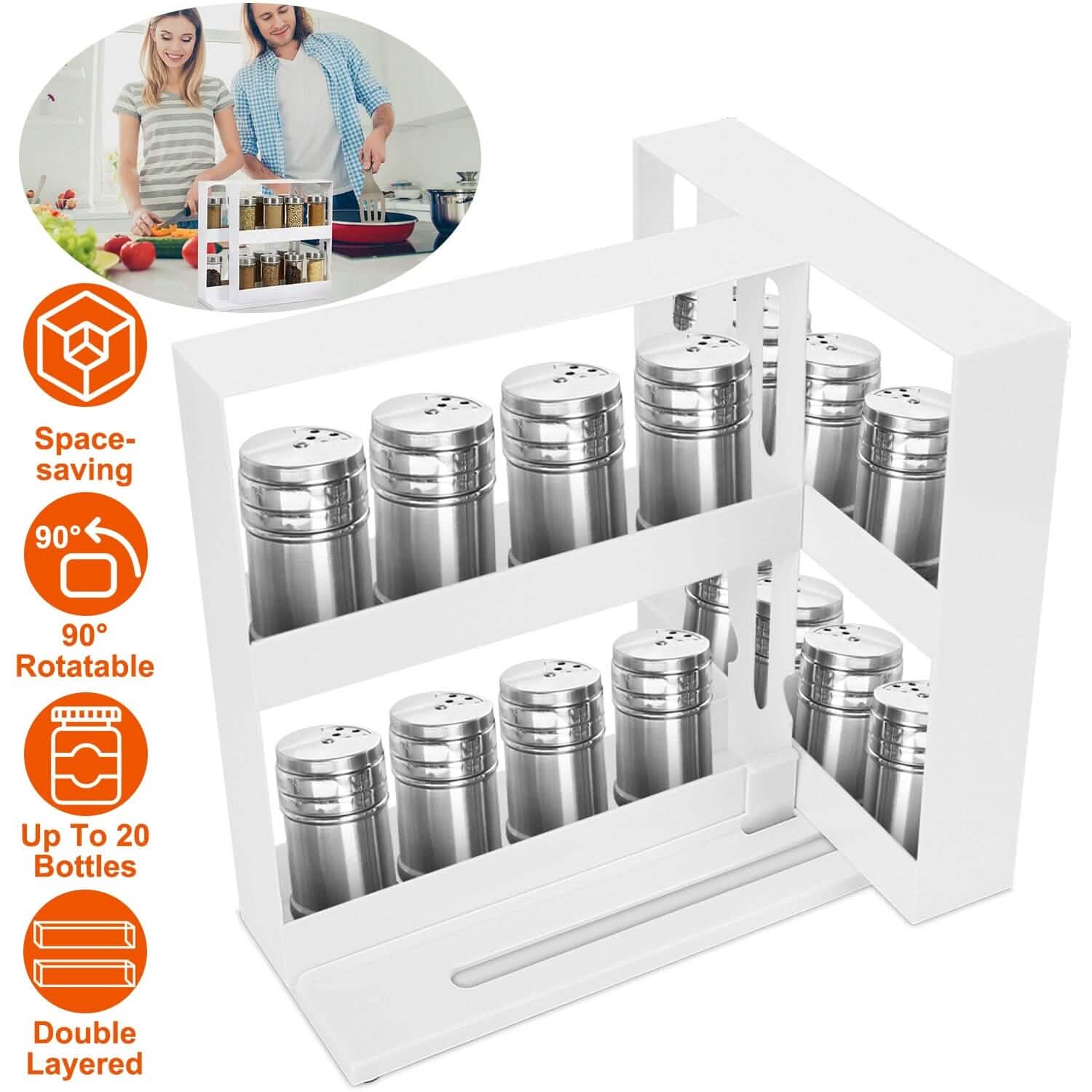 Swivel Cabinet Organizer Revolving Kitchen Rack Spice Organizer DailySale