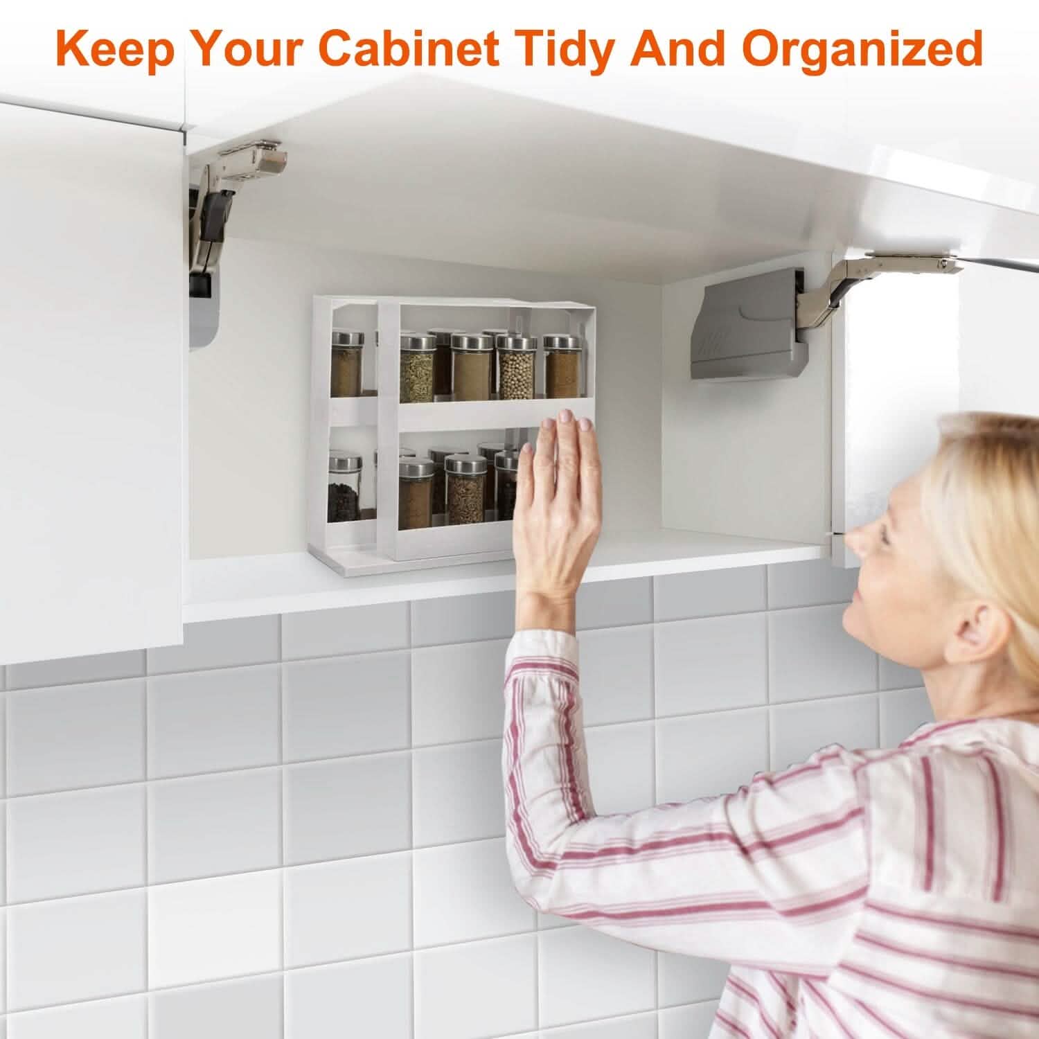 Swivel Cabinet Organizer Revolving Kitchen Rack Spice Organizer DailySale