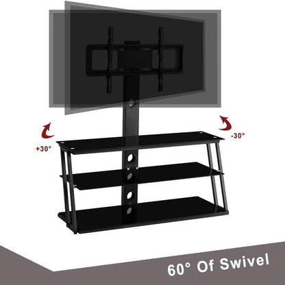 Swivel Floor TV Stand with Angle and Height Adjustable Tempered Glass TV Stand DailySale
