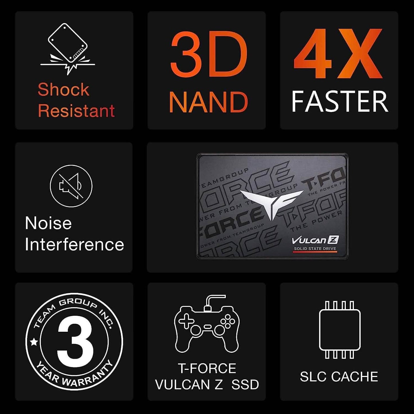 T-Force Vulcan Z 2TB SLC Cache 3D NAND TLC 2.5 Inch SATA III Internal Solid State Drive (Refurbished) DailySale