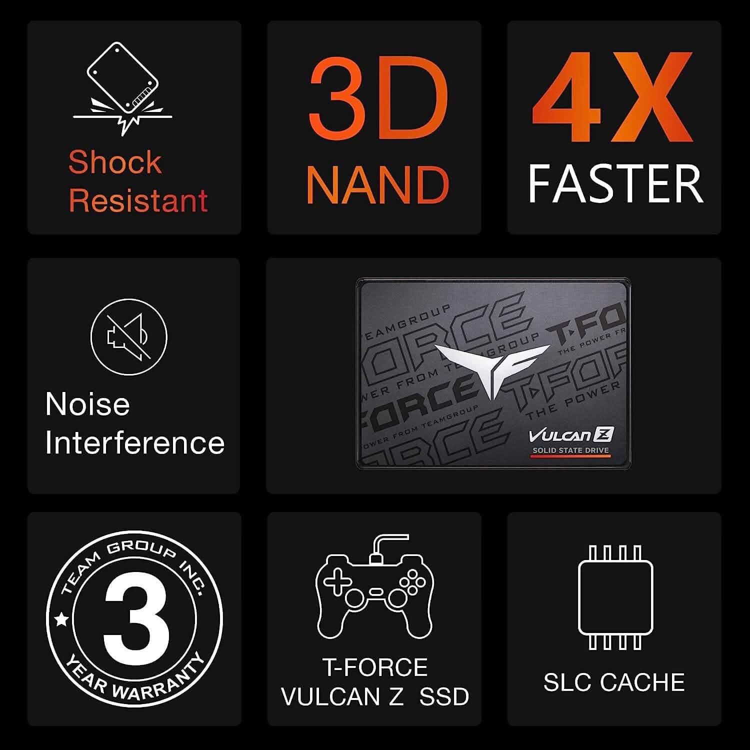 T-Force Vulcan Z 2TB SLC Cache 3D NAND TLC 2.5 Inch SATA III Internal Solid State Drive (Refurbished) DailySale
