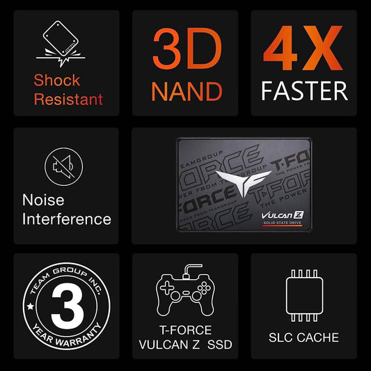 T-Force Vulcan Z 2TB SLC Cache 3D NAND TLC 2.5 Inch SATA III Internal Solid State Drive (Refurbished) DailySale
