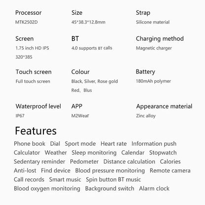 T55+ 1.75-Inch IPS Touch Screen Smart Bracelet Sports Watch DailySale