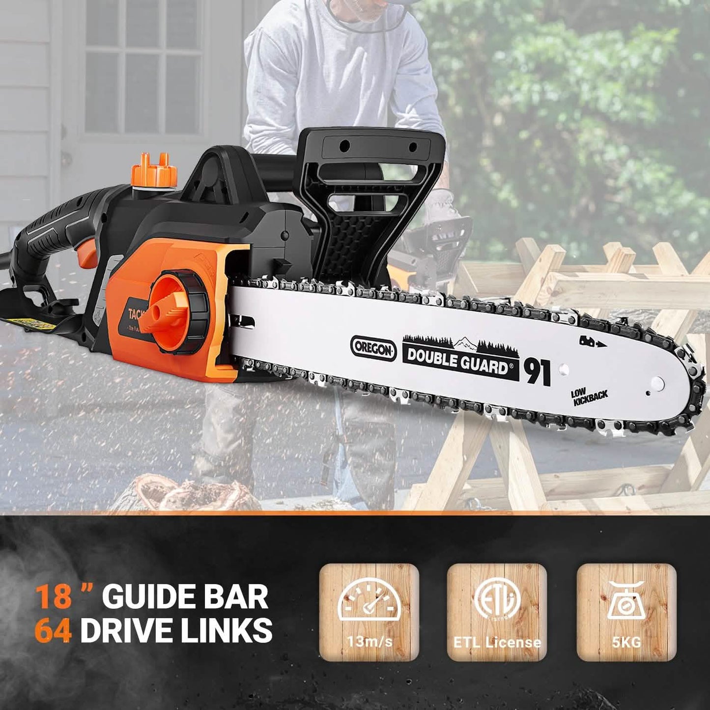 Tracklife 15 Amp Electric Corded Chainsaw DailySale