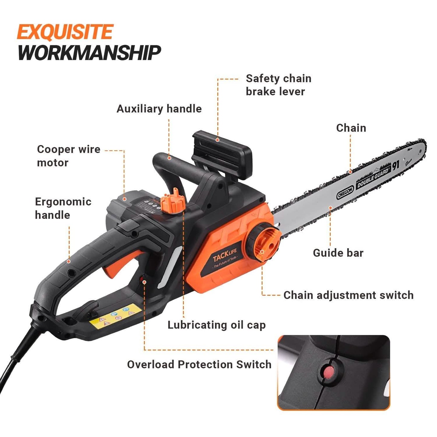Tracklife 15 Amp Electric Corded Chainsaw DailySale