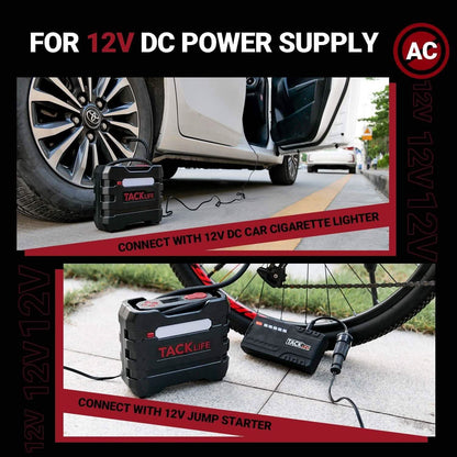 TACKLIFE Car Tire Inflator 12V DC Portable Air Compressor with 3 LED Lights DailySale